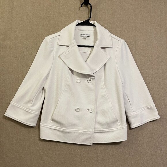 Pendleton Jacket Women's 14 White Pockets Mid Length Sleeves - Picture 1 of 12